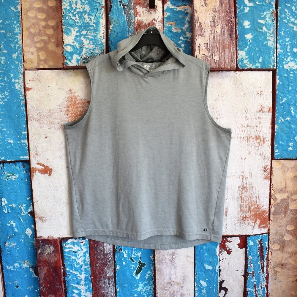 Men's Russell Athletic Training Fit Sleeveless Hooded Shirt XLARGE Gray